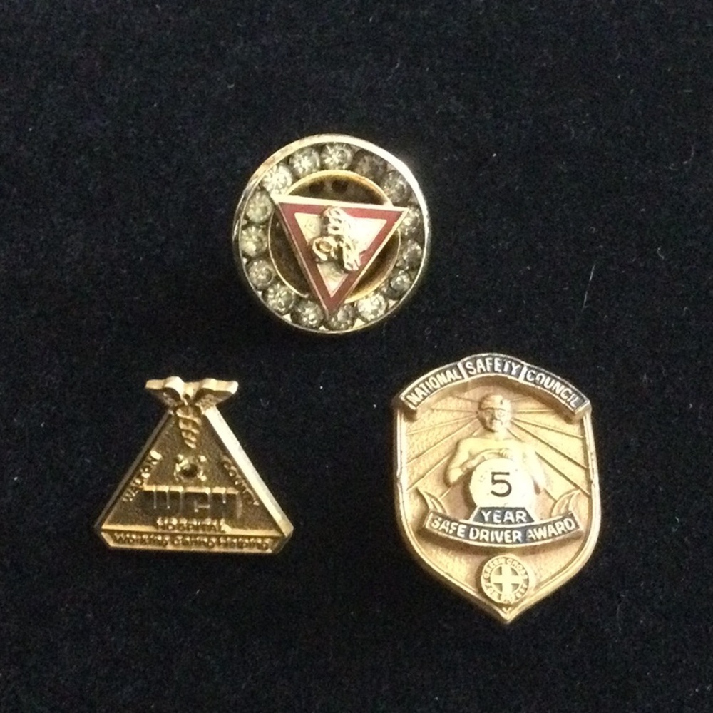 3 Antique Pin or Tie Tacks Possibly Gold & Diamond